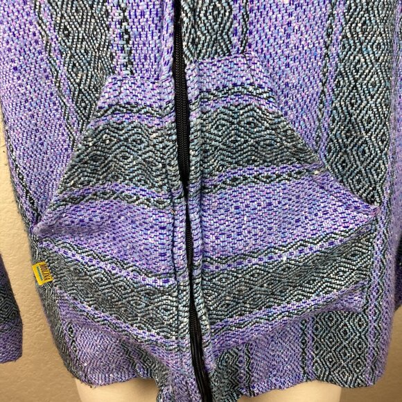 Molina Baja Men's Purple & Green Woven Full Zip Hoodie Sweater Sz L (42-44) - Picture 3 of 10
